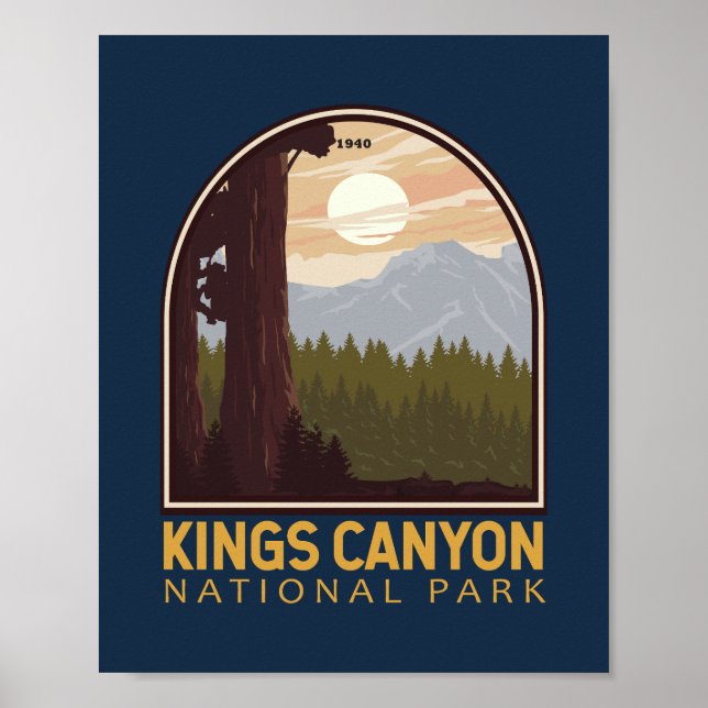 Kings Canyon Nationalpark Vintages Emblem Poster (Vorne)