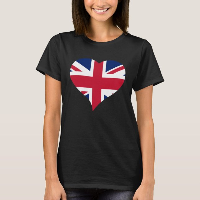 Kings Coronation May 2023 British Flag Heart Shape T-Shirt (Vorderseite)