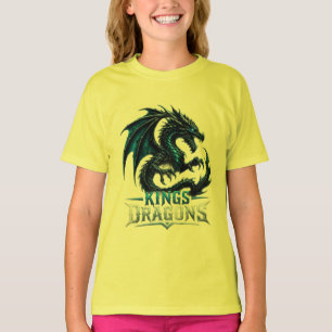 Kings Dragons Fire-Drache Rot Schwarz Fantasy-T-Sh T-Shirt