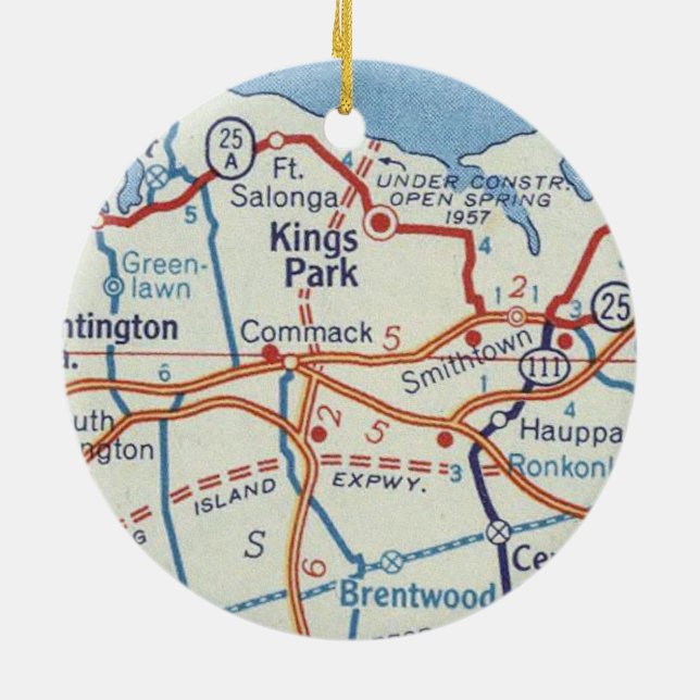 Kings Park NY Vintag Map Keramik Ornament (Hinten)
