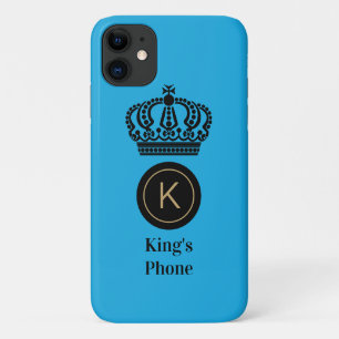 King's Phone Blue Background Monogram Personalisie Case-Mate iPhone Hülle