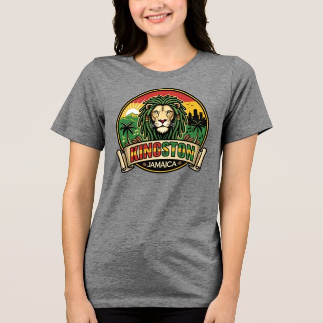 Kingston Jamaica Island Caribbean Tri-Blend Shirt (Vorderseite)