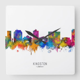 Kingston Jamaika Skyline Quadratische Wanduhr