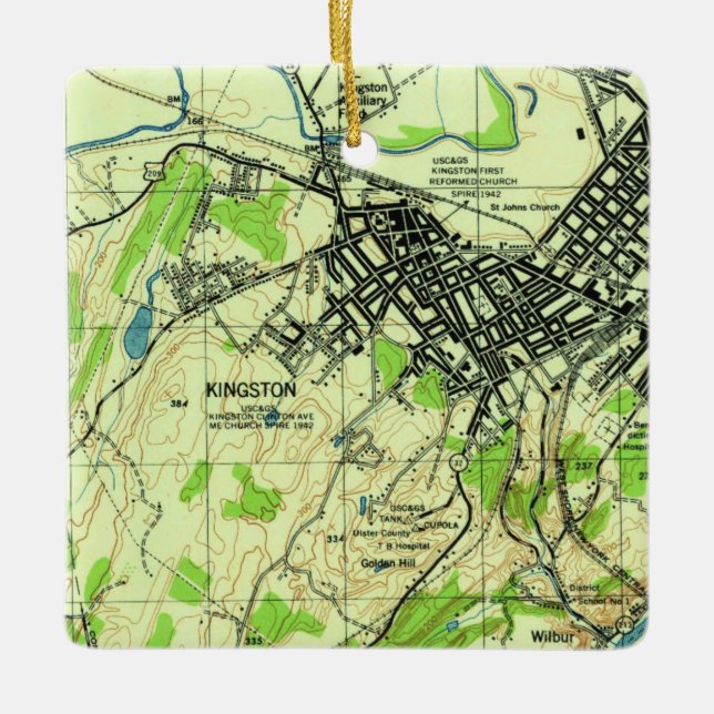 Kingston NY Vintag Map Keramikornament (Vorderseite)