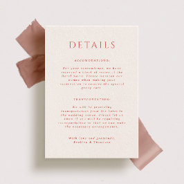 Kingston Portait Wedding Details Card Einladung