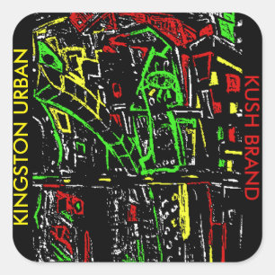 KINGSTON STÄDTISCHE KUSH-MARKE QUADRATISCHER AUFKLEBER