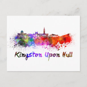 Kingston Upon Hull skyline im Watercolor Postkarte