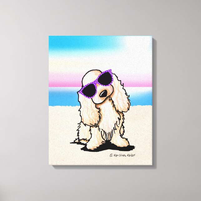 KiniArt ASCOB Cocker Spaniel Dog Beach Leinwanddruck (Vorderseite)