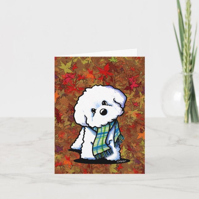 KiniArt Autumn Bichon Frise Dankeskarte (Vorderseite)