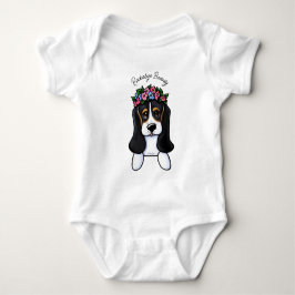 KiniArt Basset Flower Girl Baby Bodysuit Strampler