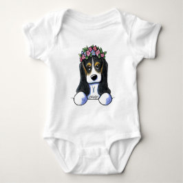 KiniArt Basset Flower Girl Baby Strampler