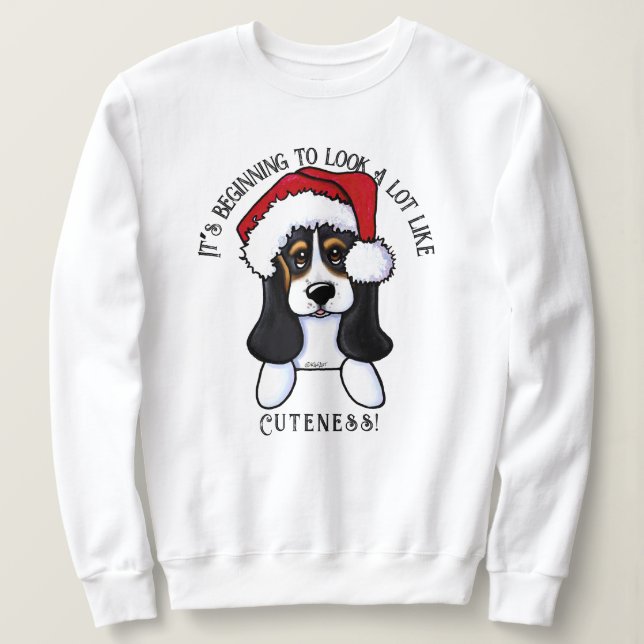 KiniArt Basset Weihnachts-Sweatshirt Sweatshirt (Design vorne)