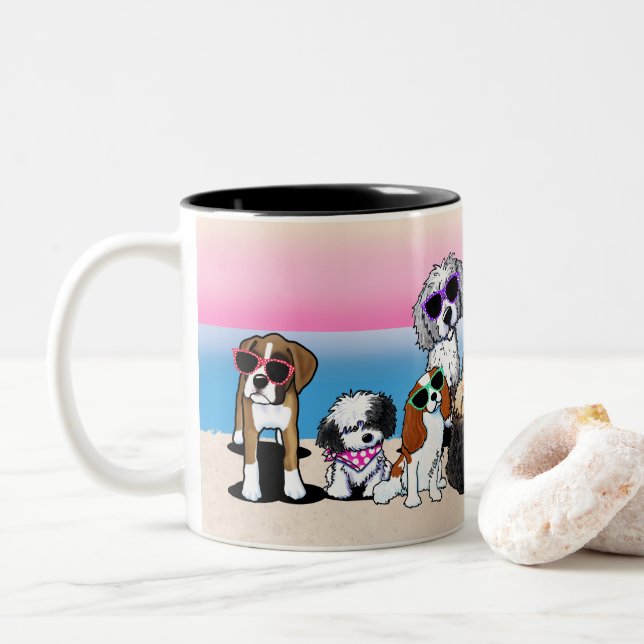 KiniArt Beach Dogs Coffee Tasse (Mit Donut)