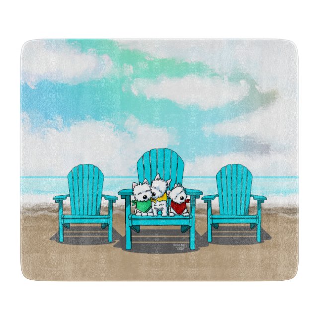 KiniArt Beach Westies Schneidebrett (Vorderseite)