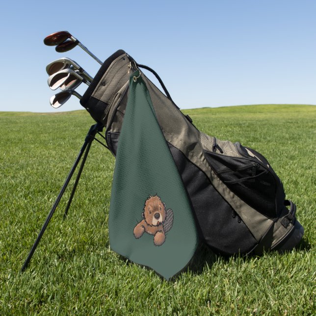 KiniArt Beaver Golfhandtuch (Gras)