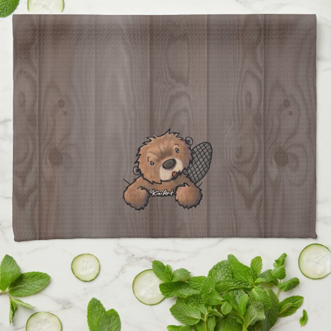 KiniArt Beaver Serviette de cuisine (Plié)