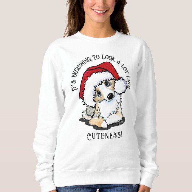 KiniArt Berger australien Sweatshirt de Noël chiot (Devant)