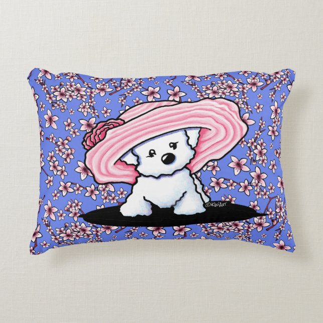 KiniArt Bichon Cherry Blossom Lumbar Pillow Dekokissen (Vorderseite)