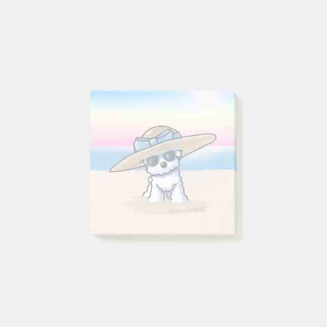 KiniArt Bichon Frise Beach Post-it Klebezettel (Vorderseite)