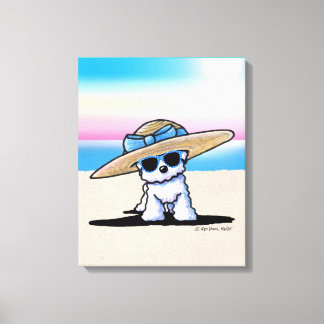 KiniArt Bichon Frise Dog Beach Leinwanddruck