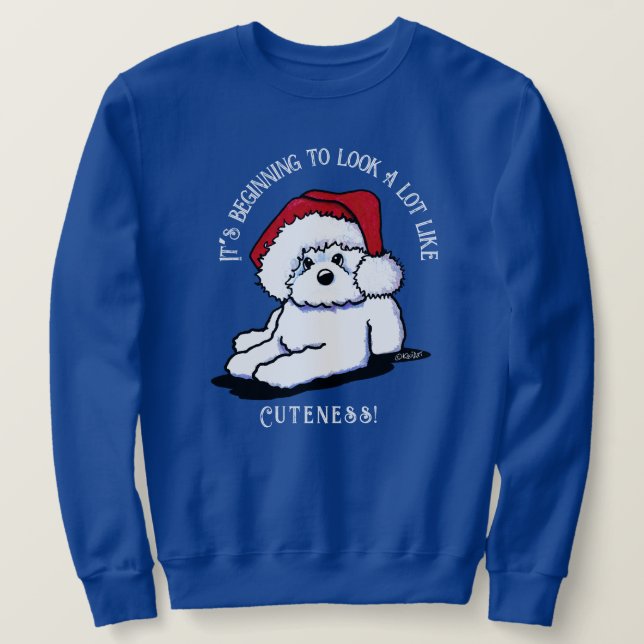 KiniArt Bichon Frise Sweatshirt de Noël (Design devant)