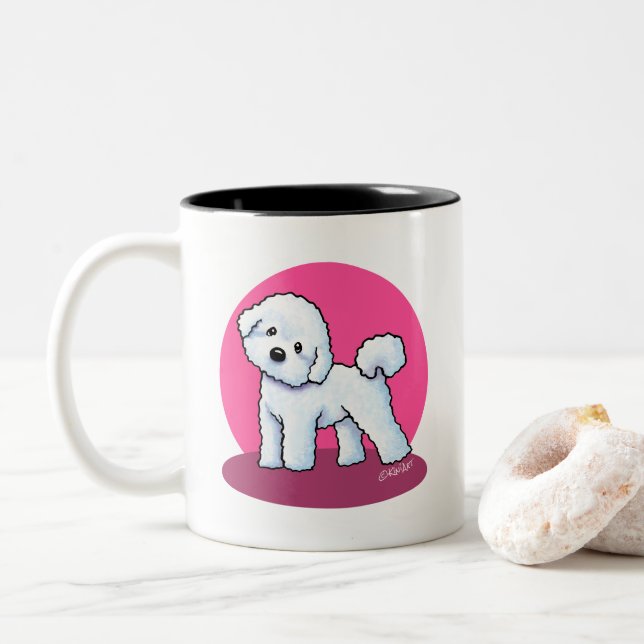 KiniArt Bichon Frise Zweifarbige Tasse (Mit Donut)