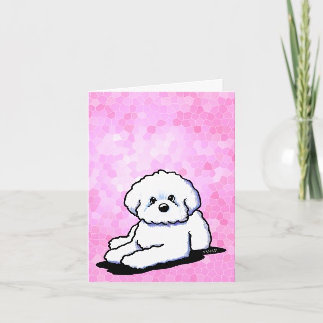 KiniArt Bichon Pink Note Card Einladung (Vorderseite)