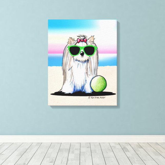 KiniArt Biewer Yorkie Terrier Leinwanddruck (Insitu (Holzboden))