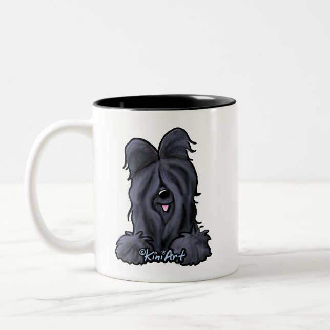 KiniArt Black Briard  Zweifarbige Tasse (Links)