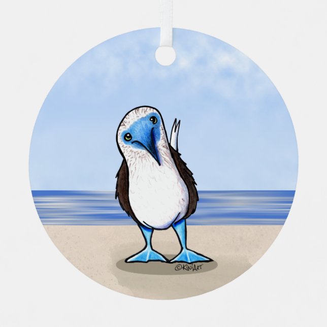 KiniArt Blue Footed Bird Metal Ornament (Vorderseite)