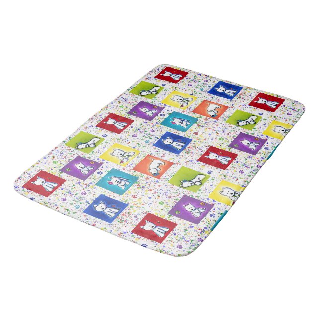 KiniArt Blumenbox Westies Badematte (Schrägansicht)