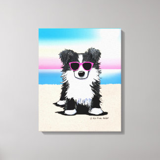 KiniArt Border Collie Dog Beach Leinwanddruck
