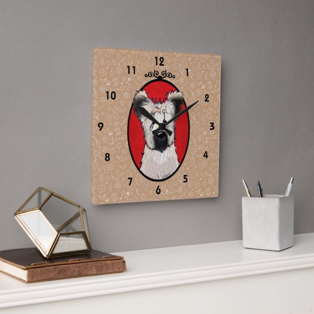 KiniArt Briard Wall Clock Quadratische Wanduhr (Büro)
