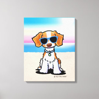 KiniArt Brittany Dog Beach Leinwanddruck