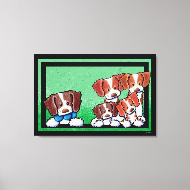 KiniArt Brittany Dogs Art Leinwanddruck (Vorderseite)