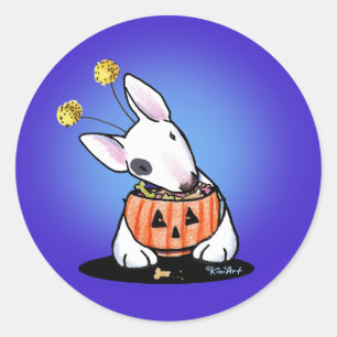 KiniArt Bull Terrier Halloween Runder Aufkleber