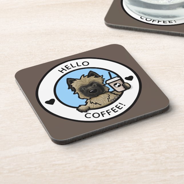 KiniArt Cairn Coffee Lover Hard plastic Untersetze Getränkeuntersetzer (Linke Seite)