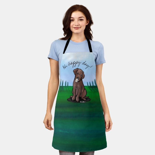KiniArt Chocolate Labrador All-Over Print Schürze (Getragen)