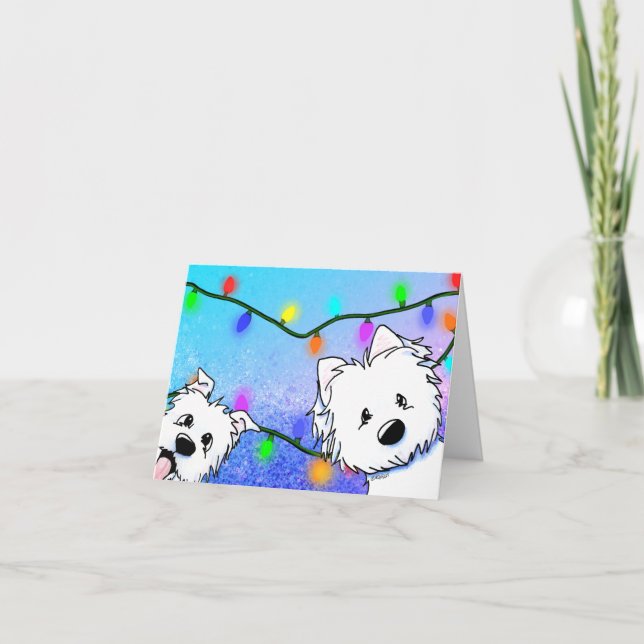 KiniArt Christmas Westies Feiertagskarte (Vorderseite)
