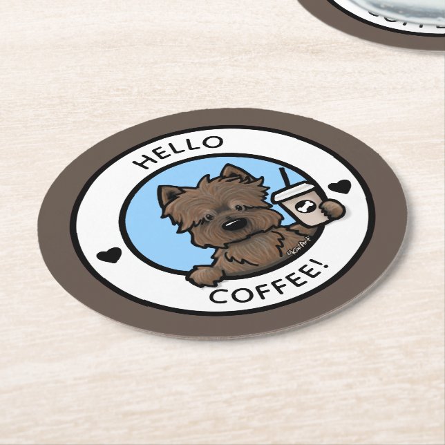 KiniArt Coffee Cairn Round Paper Untersetzer (Angewinkelt)