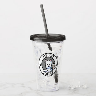 KiniArt Coffee Lover Westie Acryl-Tumbler Acryltrinkbecher