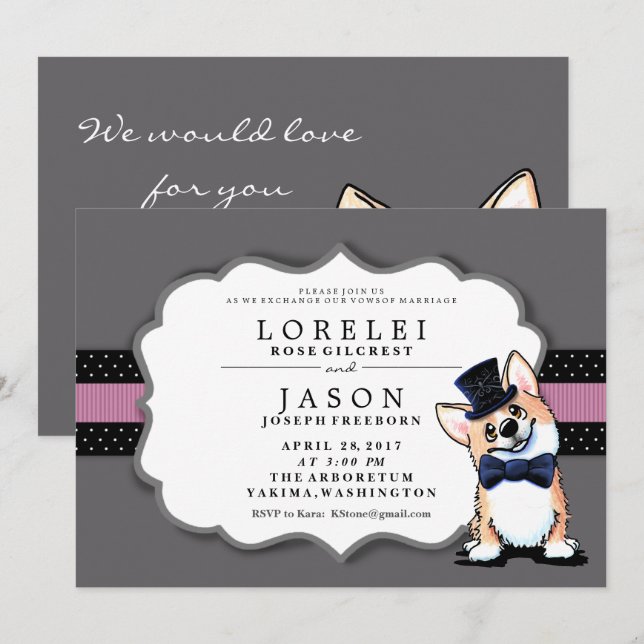 KiniArt Corgi Einladungen für Hochzeiten (Vorne/Hinten)