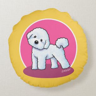 KiniArt Curious Bichon Round Pillow Rundes Kissen