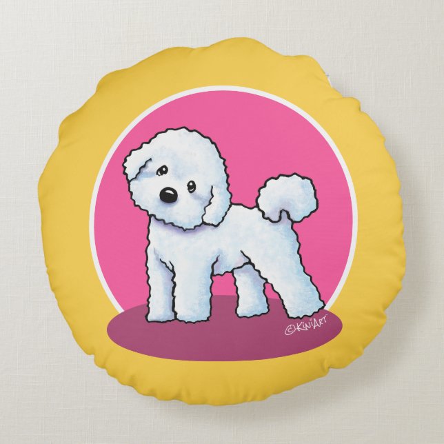 KiniArt Curious Bichon Round Pillow Rundes Kissen (Rückseite)