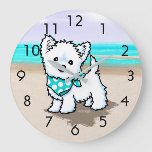 KiniArt Cutieface Beach Westie Wall Clock Große Wanduhr