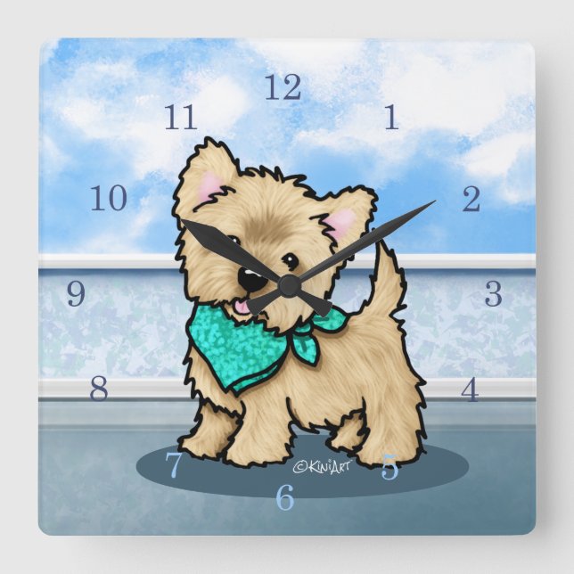 KiniArt Cutieface Cairn Square Wall Clock Quadratische Wanduhr (Vorderseite)