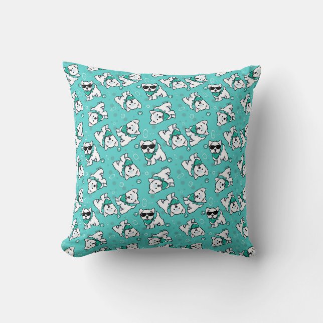 KiniArt Cutieface Westie Throw Pillow Kissen (Vorderseite)