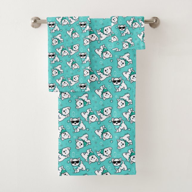 KiniArt Cutieface Westies Badetuch Set (Insitu)
