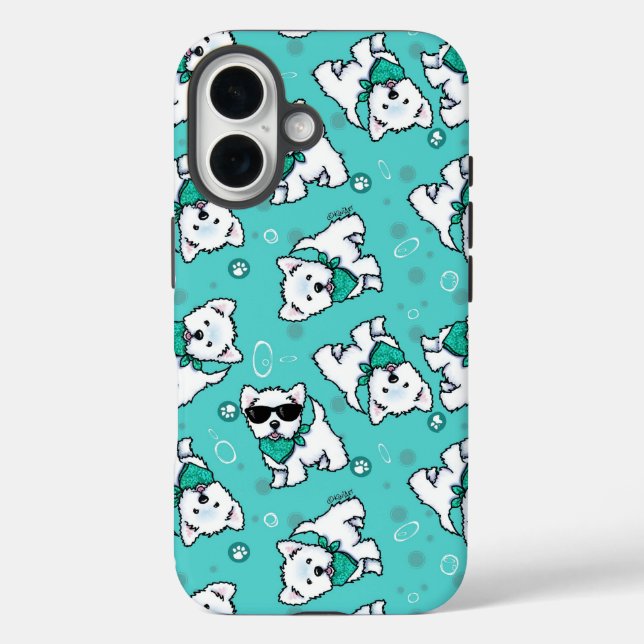 KiniArt Cutieface Westies iPhone 16 Hülle (Rückseite)