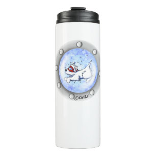 KiniArt Diving Westie Porthole Thermosbecher